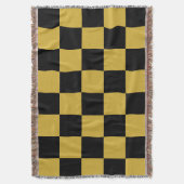 金属金ゴールドと黒の正方形スタイル スローブランケット (正面縦)