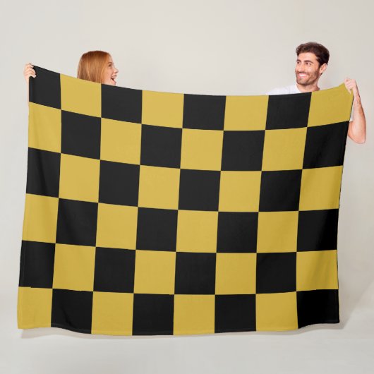 金属金ゴールドと黒の正方形スタイル フリースブランケット (インサイチュ)