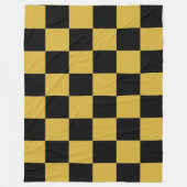 金属金ゴールドと黒の正方形スタイル フリースブランケット (正面)