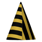 金属金ゴールドと黒ストライプのスタイリッシュ パーティーハット (裏面)