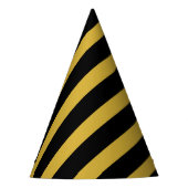 金属金ゴールドと黒ストライプのスタイリッシュ パーティーハット (正面)