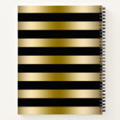 金属金ゴールドと黒ストライプ色 ノートブック (裏面)