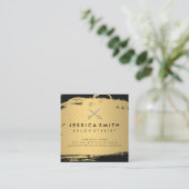 金属金ゴールドと黒 |サロンスタイル スクエア名刺 (スタンド正面)