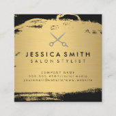 金属金ゴールドと黒 |サロンスタイル スクエア名刺 (正面)