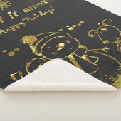 金属金ゴールドと黒 – メリークリスマス シェルパブランケット (3/4)