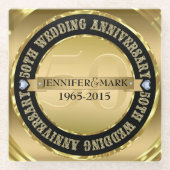 金属金ゴールドと2ハート50周年記念2 ガラスコースター (正面)