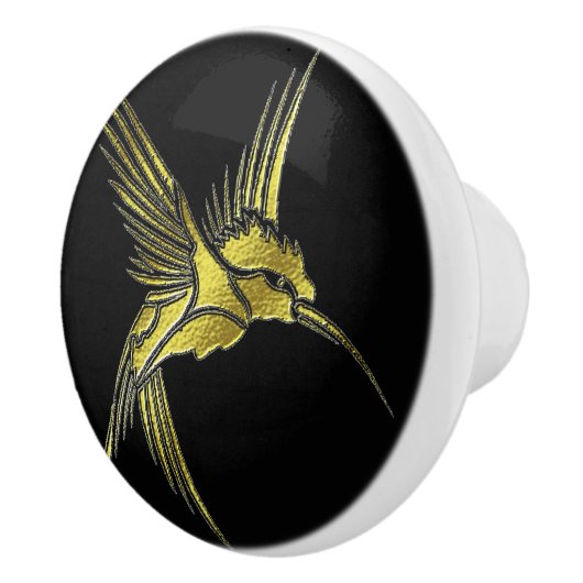 金属金ゴールドのハチドリのドレッサーの引出しのノブの引き セラミックノブ (右)