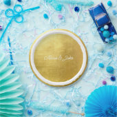 金属金ゴールドの白いスクリプト結婚名 ペーパープレート (パーティー)