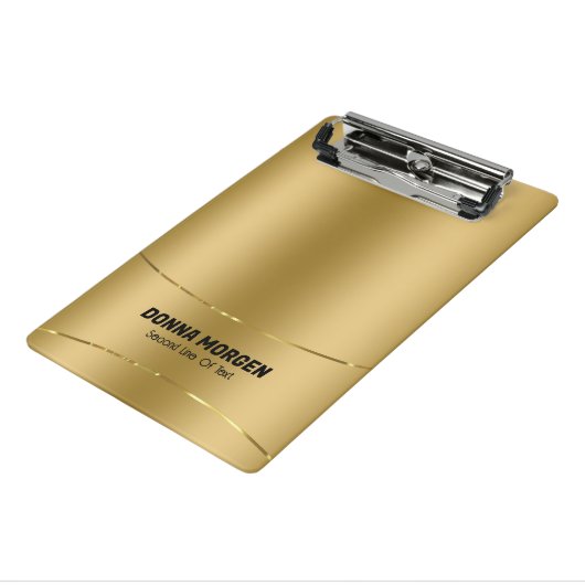 金属金ゴールドの背景とストライプフレーム ミニクリップボード (アングル3)