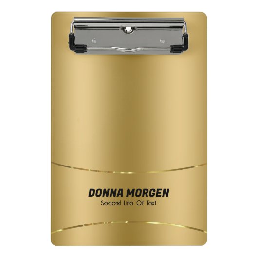 金属金ゴールドの背景とストライプフレーム ミニクリップボード (正面)