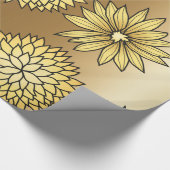 金属金ゴールドの花柄 ラッピングペーパー (角)