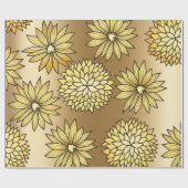 金属金ゴールドの花柄 ラッピングペーパー (フラット)