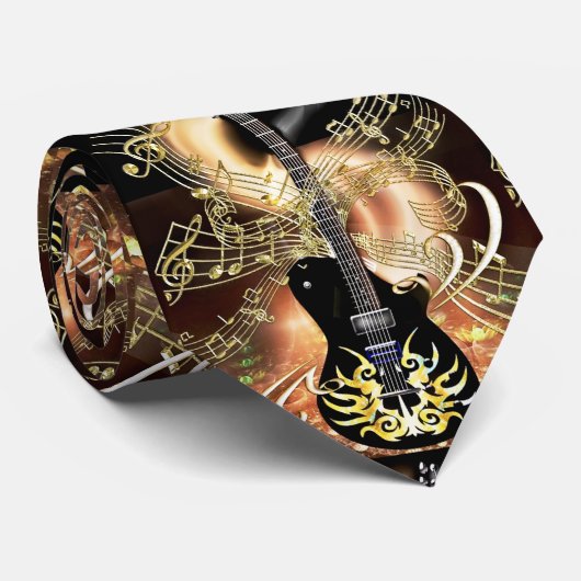 金属金ゴールドの電気石のギター音楽タイ ネクタイ (ロール)