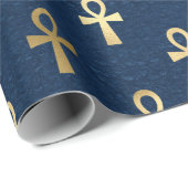 金属金ゴールドエジプトンクオンネイビーブルー ラッピングペーパー (ロールコーナー)