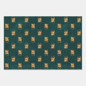 金属金ゴールドエジプト産のスカラブ甲虫が緑に ラッピングペーパーシート (正面3)