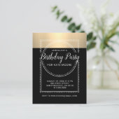 金属金ゴールドオンブラック誕生日 インビテーションポストカード (スタンド正面)