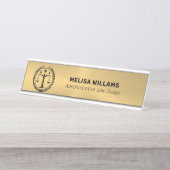 金属金ゴールドカスタムロゴ デスクネームプレート (正面)