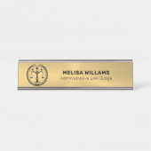 金属金ゴールドカスタムロゴ デスクネームプレート (正面)