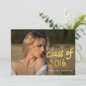 金属金ゴールドクラス2016タイポグラフィ写真 招待状 (スタンド正面)