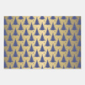 金属金ゴールドクリスマスツリーズグリーンブルーグリッター ラッピングペーパーシート (正面3)