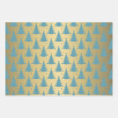 金属金ゴールドクリスマスツリーズグリーンブルーグリッター ラッピングペーパーシート (正面2)