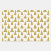 金属金ゴールドクリスマスツリーズパターングリッター ラッピングペーパーシート (正面)