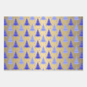 金属金ゴールドクリスマスツリーズパターングリッター ラッピングペーパーシート (正面3)