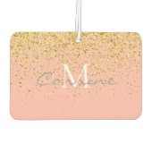 金属金ゴールドグリッター雨+バラ石英モノグラム カーエアーフレッシュナー (裏面)