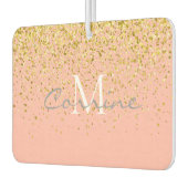 金属金ゴールドグリッター雨+バラ石英モノグラム カーエアーフレッシュナー (左)