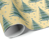金属金ゴールドグリーンクリスマスツリーパターン ラッピングペーパー (ロールコーナー)