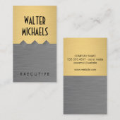 金属金ゴールドグレー色ブロック 名刺 (正面/裏面)
