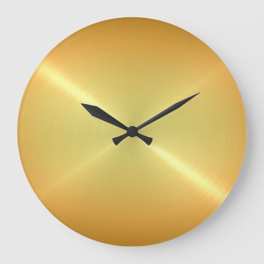 金属金ゴールドステンレス鋼メタルルック ラージ壁時計 (正面)