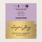 金属金ゴールドスパークルでブラシ付き紫 名刺 (外部フラット)