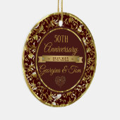 金属金ゴールドダマスク及びリボン セラミックオーナメント (右)