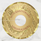 金属金ゴールドダマスク及び円 ワイングラスタグ (正面)