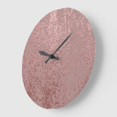 金属金ゴールドテクスチャ、バラ石英。 ラージ壁時計 (傾斜)