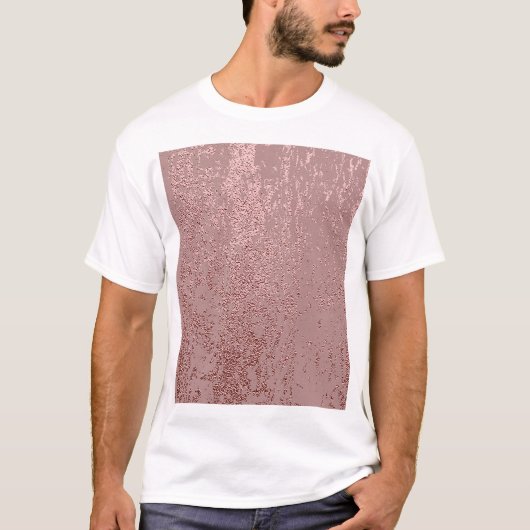 金属金ゴールドテクスチャ、バラ石英。 Tシャツ (正面)