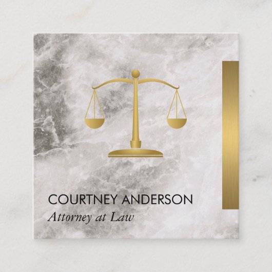 金属金ゴールドトリム大理石とレザーアイコはかりで測ン スクエア名刺 (正面)