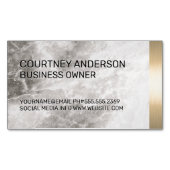 金属金ゴールドトリム大理石と革 マグネット名刺 (正面)