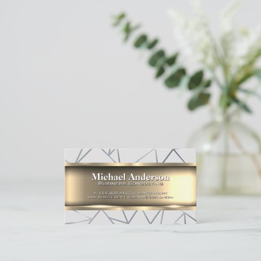 金属金ゴールドトリム |抽象芸術行 名刺 (スタンド正面)