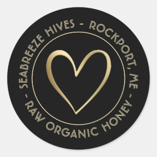金属金ゴールドハートオーガニックハニージャラベル ラウンドシール