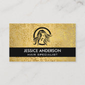 金属金ゴールドフレーク模様 |女性の美しいロゴ 名刺 (正面)