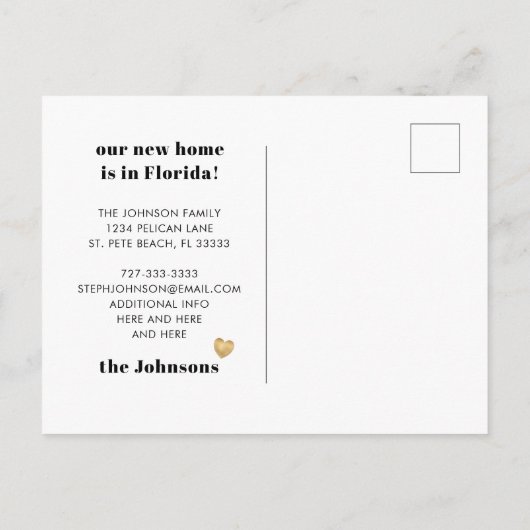 金属金ゴールドフロリダマップの新しいアドレス 案内ポストカード (裏面)