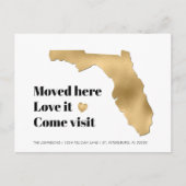 金属金ゴールドフロリダマップの新しいアドレス 案内ポストカード (正面)