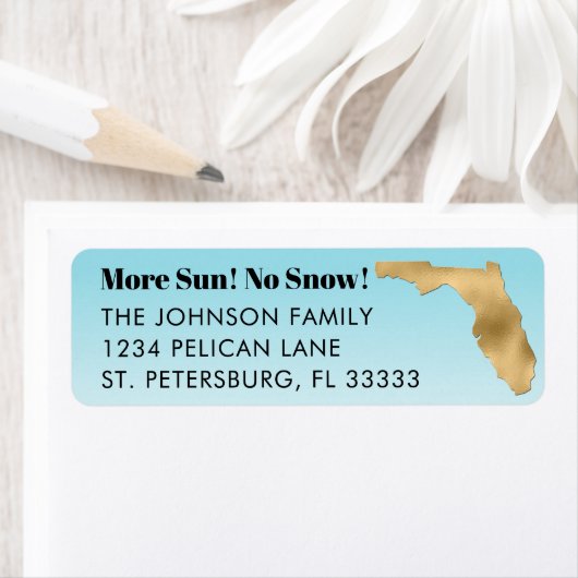 金属金ゴールドフロリダマップアクアブルー新しいアドレス ラベル (インサイチュ)