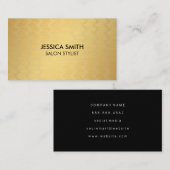 金属金ゴールドブラシと金ゴールド織りパターン 名刺 (正面/裏面)
