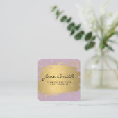 金属金ゴールドブラシ付き紫とスパークル スクエア名刺 (スタンド正面)