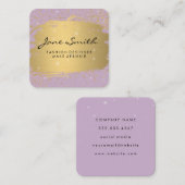 金属金ゴールドブラシ付き紫とスパークル スクエア名刺 (正面/裏面)