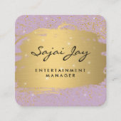 金属金ゴールドブラシ付き紫とスパーレ スクエア名刺 (正面)