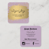 金属金ゴールドブラシ付き紫とスパーレ スクエア名刺 (正面/裏面)